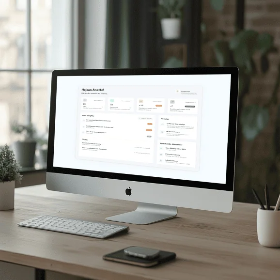 En dator som visar HR-plattform Workly, inklusive dokumenthantering, medarbetarenkäter och automatiska påminnelser – Workly HR-plattform