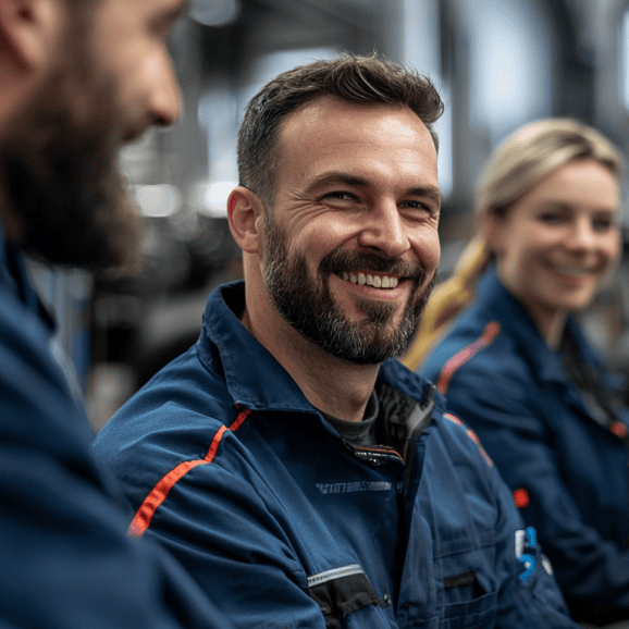 Personal som arbetar i en fabrik